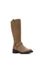 Brown 'Roma' Knee High Biker Mid Block Heel Western Boots, Image 2 of 6