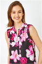 Cerise Sleeveless Floral Print V-Neck Tunic Top, Image 1 of 5