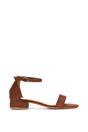 Brown XY LONDON Brown 'Tate' Low Block Heel Sandals With Ankle Strap, Image 1 of 5