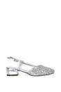 Silver XY LONDON Silver 'Kira' Slingback Court Shoes With Low Block Heel, Image 1 of 5