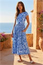 Blue Floral Pocket Midi Dress, Image 2 of 4