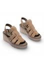 Grey Womens Leather Wedge Sandals BAIC621FLY, Image 2 of 5