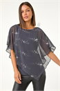 Grey Sequin Asymmetric Overlay Top, Image 2 of 5