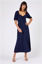 Navy  Ruched Jersey Tie Detail Midi Dress, Image 3 of 4