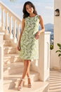 KHAKI Petite Leaf Print Shift Dress, Image 1 of 4