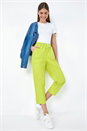 Lime Cotton Elastic Waist Cropped Cargo Trousers, Image 1 of 5