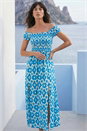 Blue Aztec Bardot Dress, Image 2 of 4
