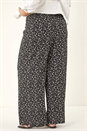 Black Curve Textured Print Wide Leg Trousers , Image 3 of 5
