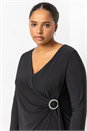Black Curve Wrap Diamante Buckle Top, Image 2 of 4