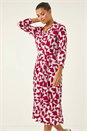 Red Abstract Geometric Shirt Dress, Image 4 of 5