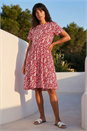 Red Abstract Print Jersey Stretch Dress, Image 2 of 4
