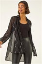 Black Spot Foil Print Longline Shirt, Image 1 of 5