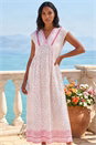 Pink Paisley Lace Trim Midi Dress, Image 2 of 4