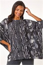 Black Animal Print Tunic Top, Image 2 of 5