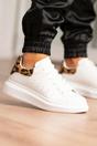 White Femme Luxe White Leopard Print Chunky Trainers - Julia, Image 1 of 3