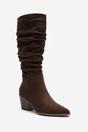 Dark Brown Drelia Ruched Western Knee High Boot, Image 2 of 4