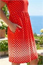 Red Petite Polka Dot V-Neck Pocket Dress, Image 4 of 4