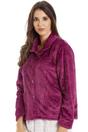 Burgundy Camille Lingerie Burgundy Button Up Rose Embossed Bed Jacket, Image 5 of 5