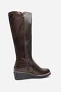 Brown 'Livia' Knee High Wedge Boot Stitch Detail, Image 3 of 6