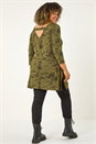 Khaki Curve Floral Bar Back Top, Image 3 of 5