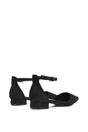 Black XY LONDON Black 'Jenny' Low Heel Flat Pointed Toe Ankle Strap Court Shoes, Image 4 of 5