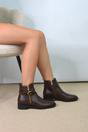 Brown XY LONDON Brown 'Lorna' Flat Low Heel Ankle Booties With Decorative Buckle and Zip, Image 7 of 7