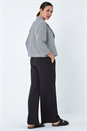 Black Stripe Textured 3/4 Sleeve Cotton Blend Jacket, Image 3 of 5