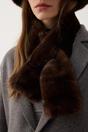 Brown Two Piece Faux Fur Hat and Scarf Knit Set, Image 2 of 5