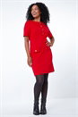 Red Petite Button Detail Shift Dress, Image 1 of 5