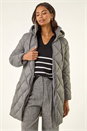 Grey Diamond Quilt Padded Coat, Image 3 of 6