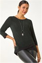 Green Necklace Trim Shimmer Top, Image 4 of 4