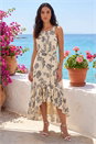 Ivory  Floral Jacquard Halter Neck Dress, Image 2 of 4