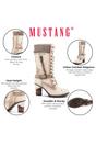 Cream Womens Heeled Combat Boots - M0162002, Image 3 of 7