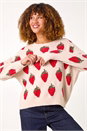 Ivory Fruit Pattern Knit Jumper, Image 1 of 5
