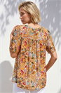 Ochre Floral Textured Stitch Tunic Top, Image 3 of 4
