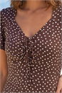 Chocolate Petite Polka Dot Drawstring Midi Dress, Image 4 of 4