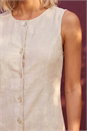 Natural  Petite Linen Panel Button Dress , Image 4 of 4