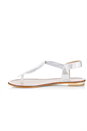Silver Sparkle Leaf Thong Sandals, Image 1 of 5