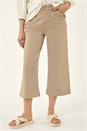 Beige Wide Leg Stretch Denim Culottes, Image 5 of 6
