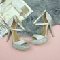 Silver AJVANI Silver High Heel Crossed Straps Platform Sandals, Image 4 of 6