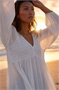 Ivory  Shirred V-Neck Top, Image 2 of 5