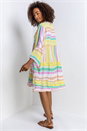 Yellow Aztec Print Tiered Dress, Image 2 of 5