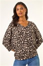Beige Printed V-Neck Tunic Top, Image 2 of 5