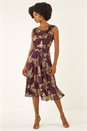 Plum Metallic Jacquard Cowl Neck Midi Dress, Image 2 of 5