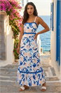 Blue Abstract Ric Rac Maxi Dress, Image 2 of 4