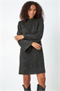 Khaki Animal Print Stretch Swing Dress, Image 4 of 5