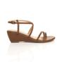 Tan AJVANI Tan Mid Wedge Heel Crossed Straps Sandals, Image 2 of 6