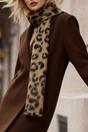 Brown WOVCOR Brown Leopard Print Brushed Knit Soft Winter Scarf, Image 2 of 2