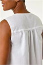 White Cotton Lace Floral Sleeveless Top, Image 5 of 5