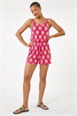 PINK Geometric Double Strap Playsuit, Image 1 of 5